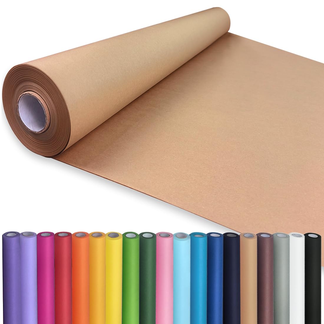 PerkHomy Brown Kraft Paper Roll 36" x 1,440" (120') for Craft Bulletin Board Paper Art Table Covering Crafting Gift Wrapping Bouquet Packing Parcel 70GSM 50LB (Brown, 36" x 120')