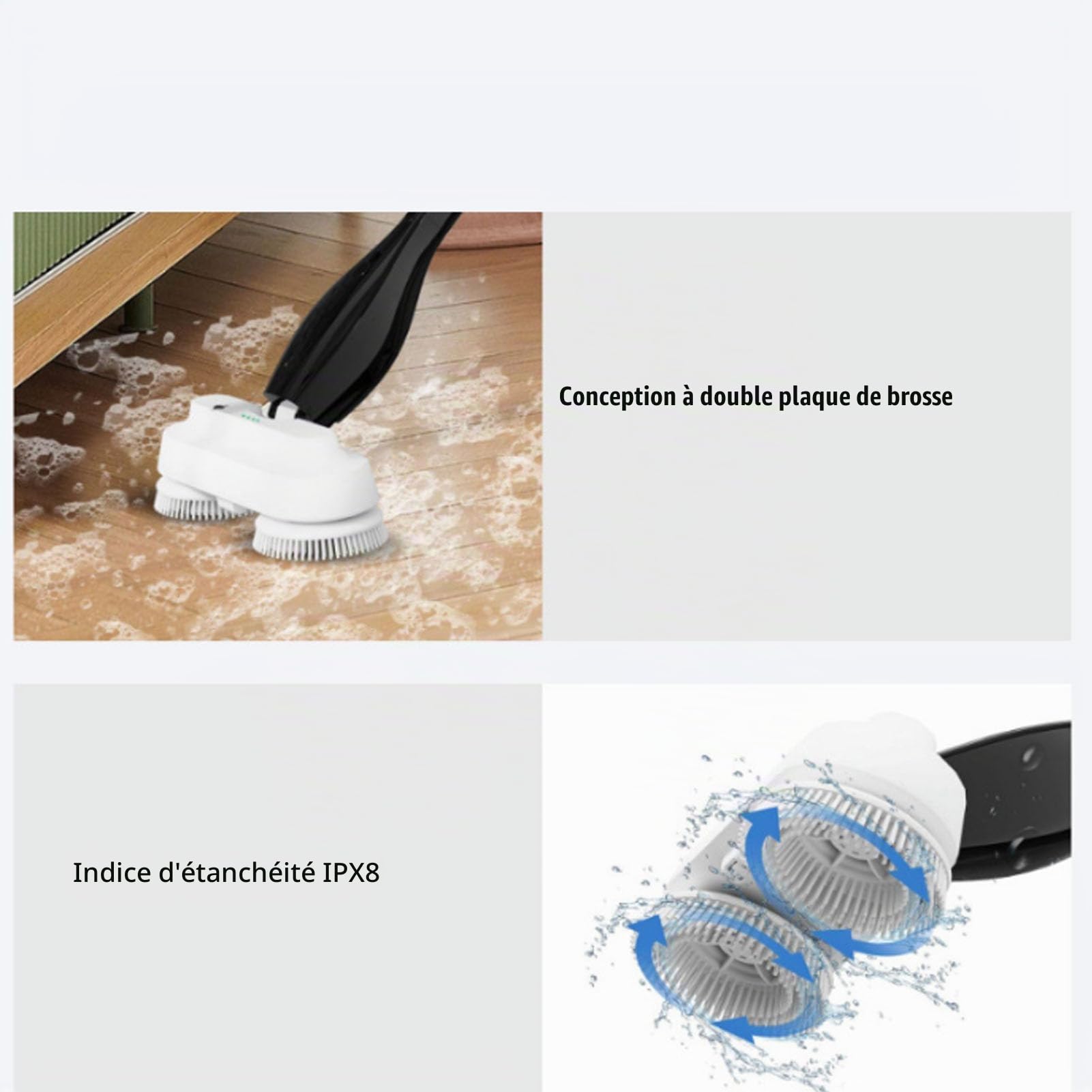 Generic Machine à Récurer Les Sols électriques Nettoie Efficacement Les Carreaux Dura, Vadrouille électrique 2 en 1 avec Jet d'eau pour Toutes Les Surfaces, Nettoyeur de Sol Fil pour Un Usage