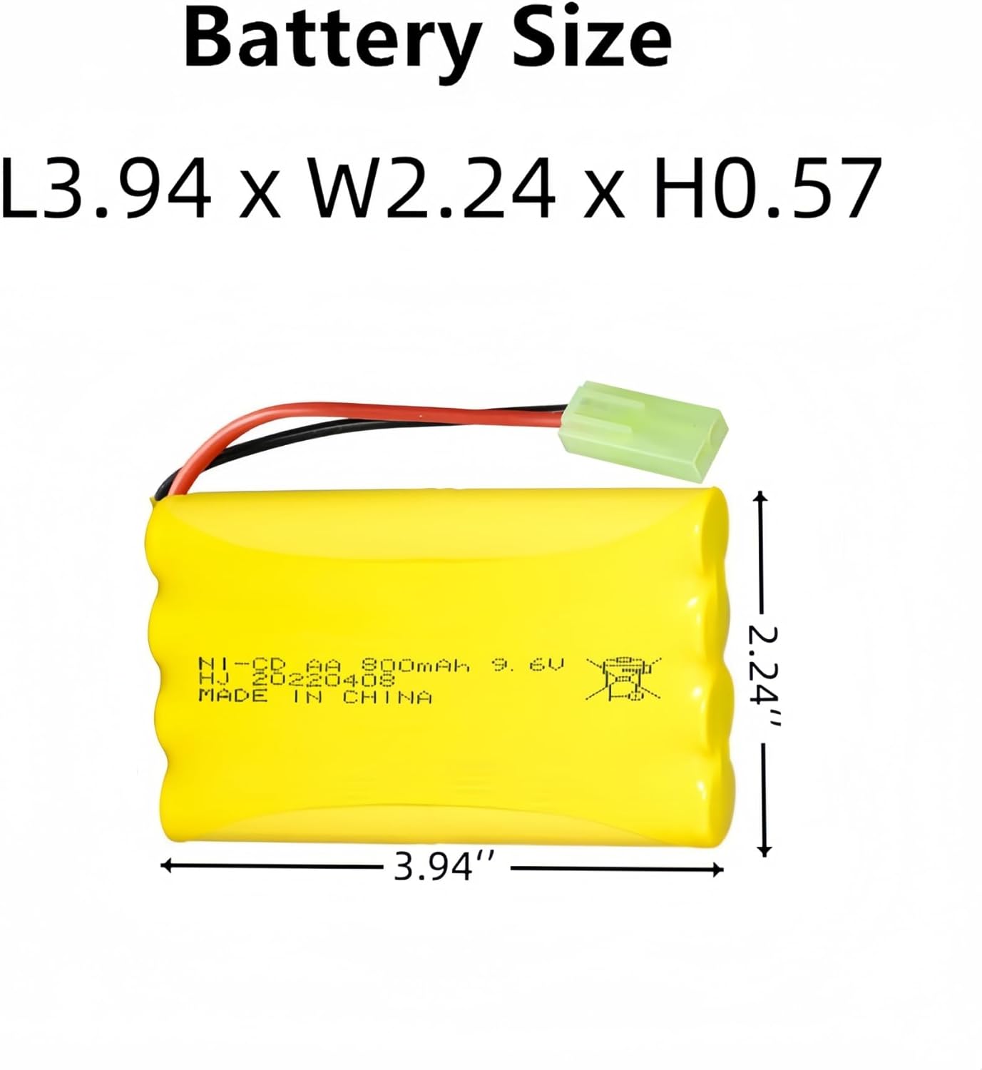 9.6V 800mAH Ni-Cd AA Battery Pack Rechargeable with Mini Tamiya Connector Plug for Remote Control Electric Car Toys 2 Pack