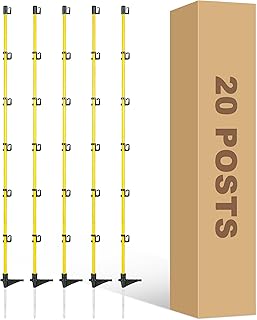 50 Inches Fiberglass Step in Electric Fence Posts,Temporary Fence Stakes for Cows,Sheep and Animals Fence,Snow Fence, Garden Protection,Portable Fence Ideal for Electric Fencing-20 Posts