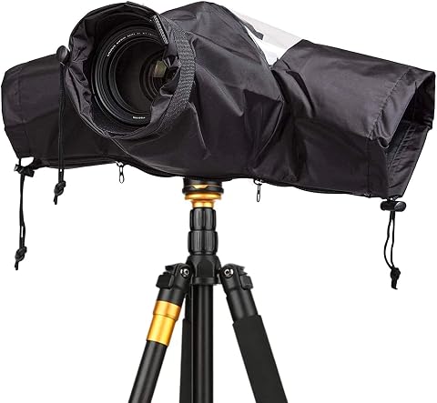 Protector Antilluvia para Cámaras Funda Lluvia Cubierta de Lluvia la Impermeable Cubiertas Fotografía para Mayoría de Las Cámaras Réflex Dentro Los 22 cm Longitud del Objetivo, Negro
