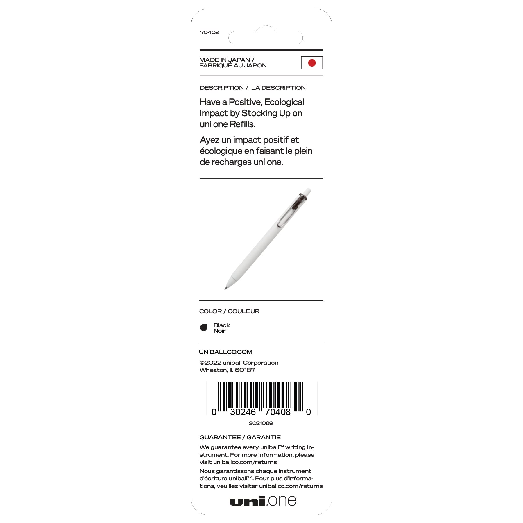 Uniball One Gelschreibermine, 0,7 mm mittlere Spitze, schwarze Tinte, 2 Ersatzminen
