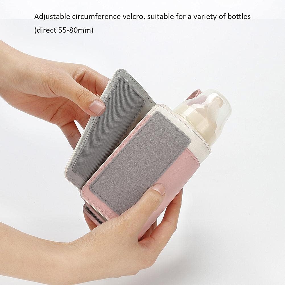 Hilitand Portable Baby Bottle Warmer, Smart Insulation Milk Bottle Cover with 3 Temperature Adjustment, USB Power, Suitable for Home and on The ()