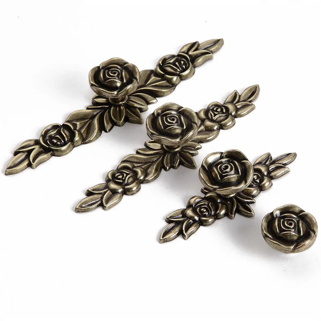 Poignées d'armoire en zinc et céramique ivoire style fleur de rose chic
