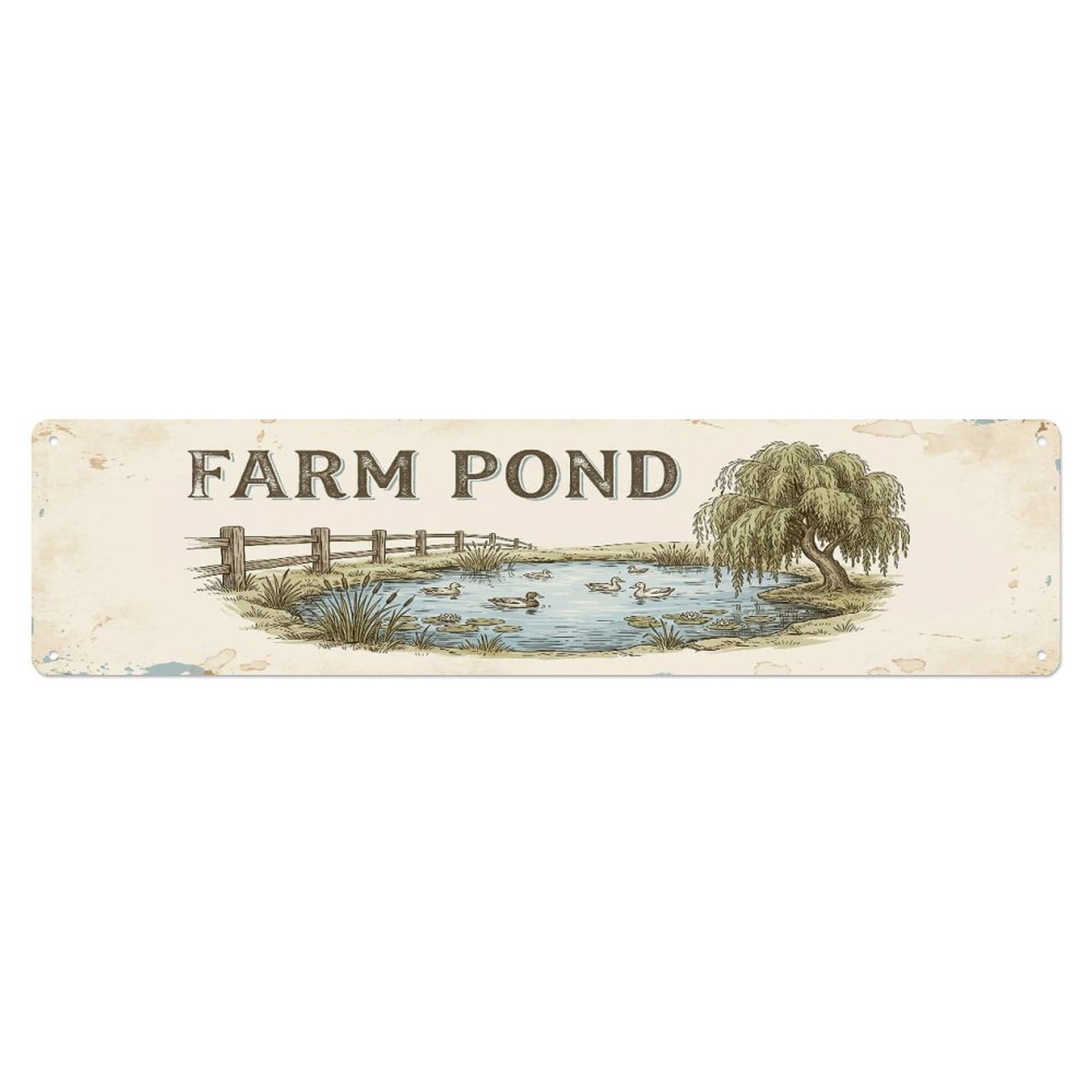 Xanthor Style Metal Tin Sign Vintage Yard Pond Farmhouse Funny View Backyard Farm