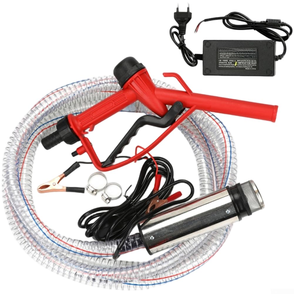 Pompa elettrica sommergibile per olio e acqua con uscita da 19 mm, opzioni di tensione multiple 12 V/24 V/220 V, flusso elevato 30 l/min, include tubo flessibile da 4 m per trasferimento