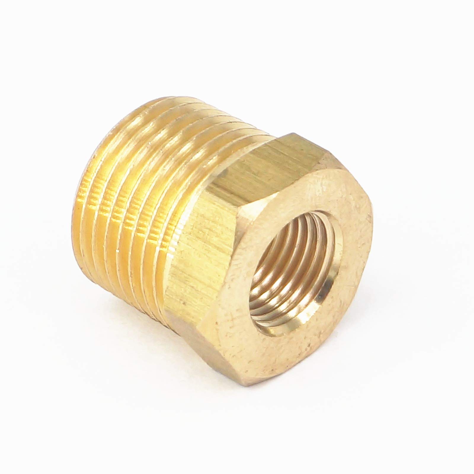 Sorekarain 3/8" BSPT Male x 1/4" NPT Female Reducing Bushing Brass Pipe Fitting Connector Adapter Air Gas Fuel Water