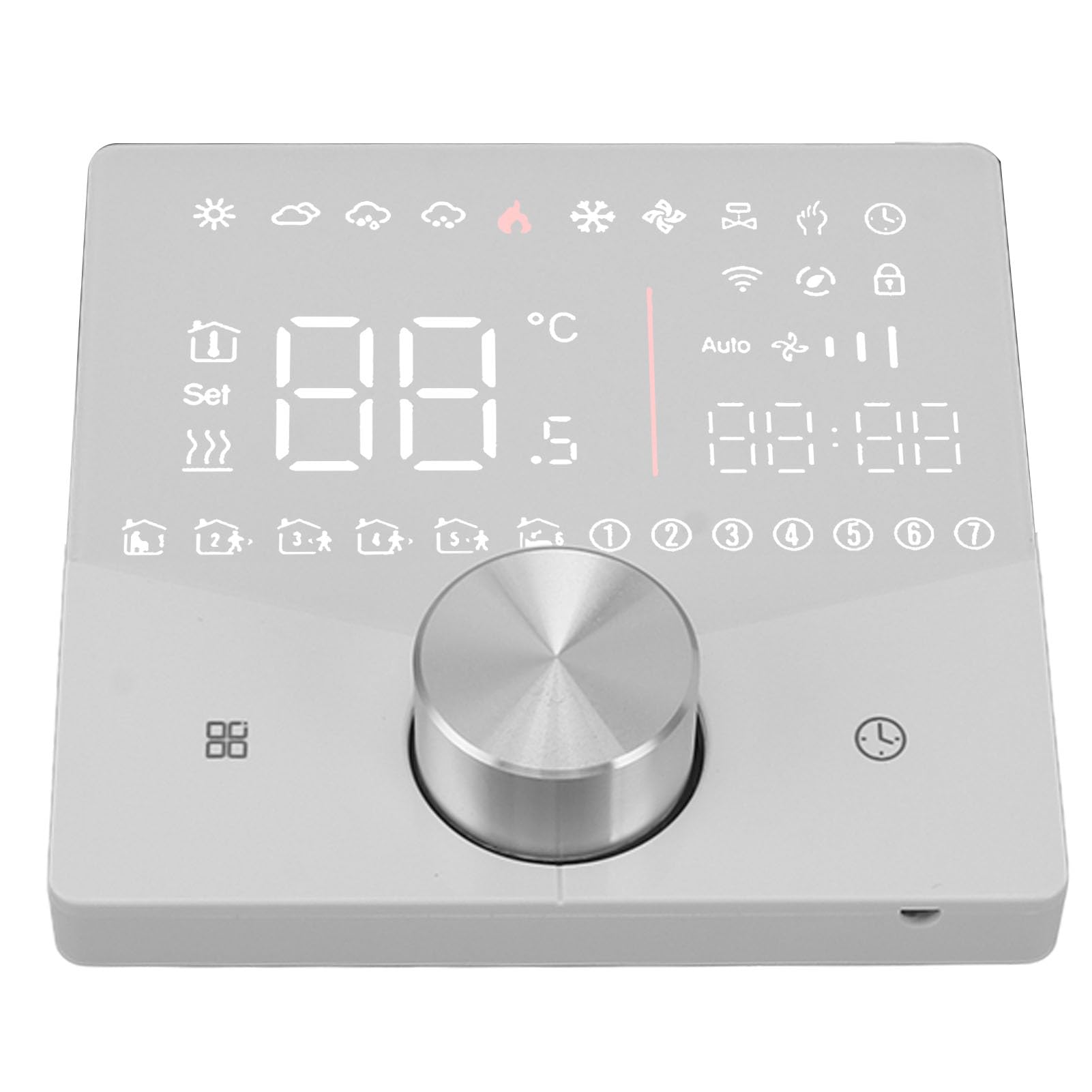 Cryfokt Digitaler Thermostat LCD Präzise Steuerung Intelligenter Temperaturregler für die Fußbodenheizung zu Hause, ABS-Material, 5-70 ℃ Raumtemperaturbereich (WHITE)