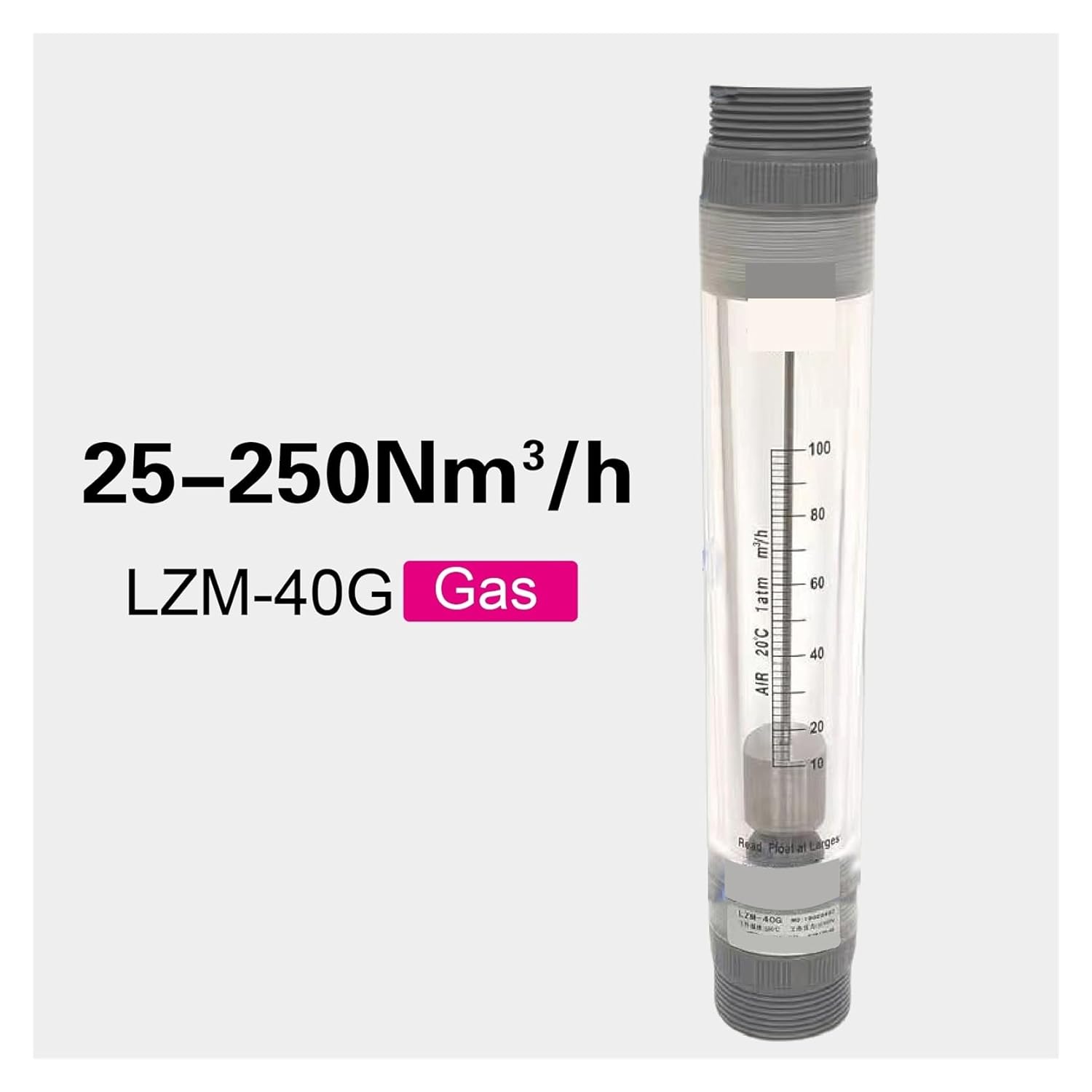 Pipeline Acrylic Gas Flow Meter Industrial Variable Area Indicator(25-250m3-h)