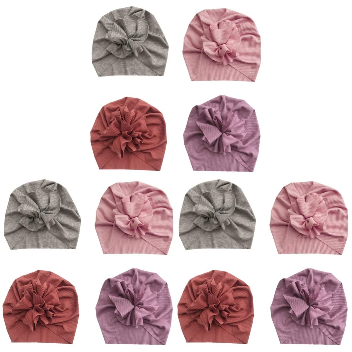 3 Sätze -blumenkappe Babygirl Schlabberlatz Geschenkset Sleep Sack Kappen Buntes Flaggenbanner Korb Mütze Aus Babygarn Elastischer Turban Baumwolle 4 Stück * 3