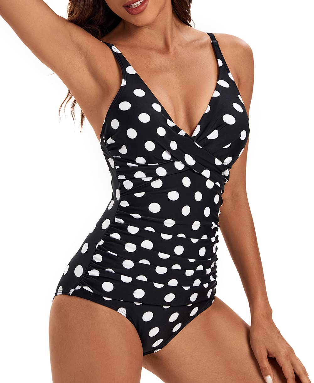 Viloree Traje de Baño de Una Pieza Bañador Mujer Sexy con Cuello en V Elegante Control de Barriga Trajes de Baños para Mujer