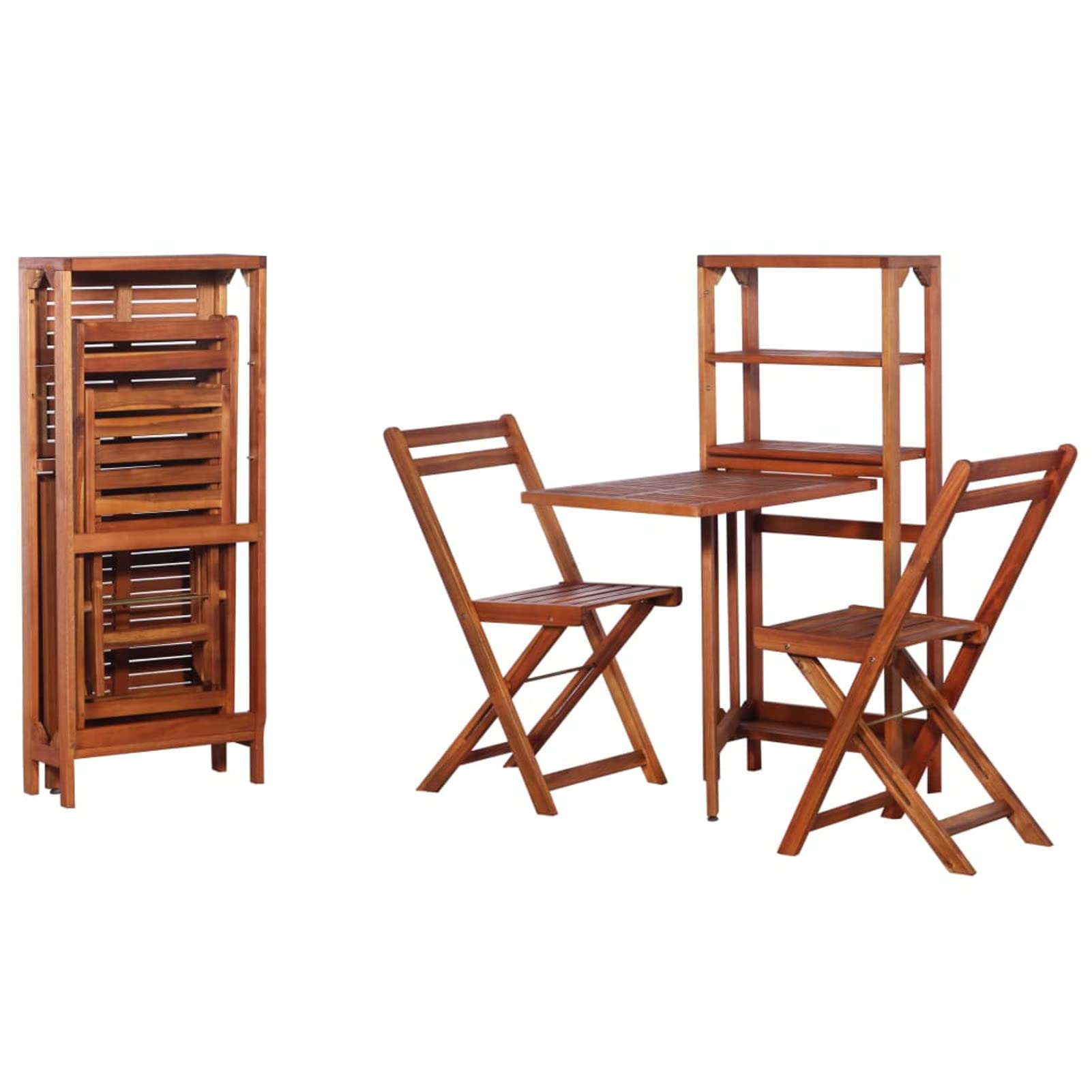 Juego de muebles de balcón de 3 piezas, juego de muebles de balcón, muebles de jardín, muebles de jardín, plegables, madera maciza de acacia