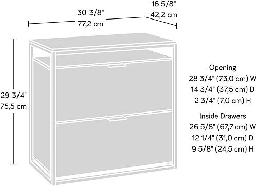 Miniatura 3 de Sauder International Lux - Archivador lateral de madera con 2 cajones en mango Sindoori