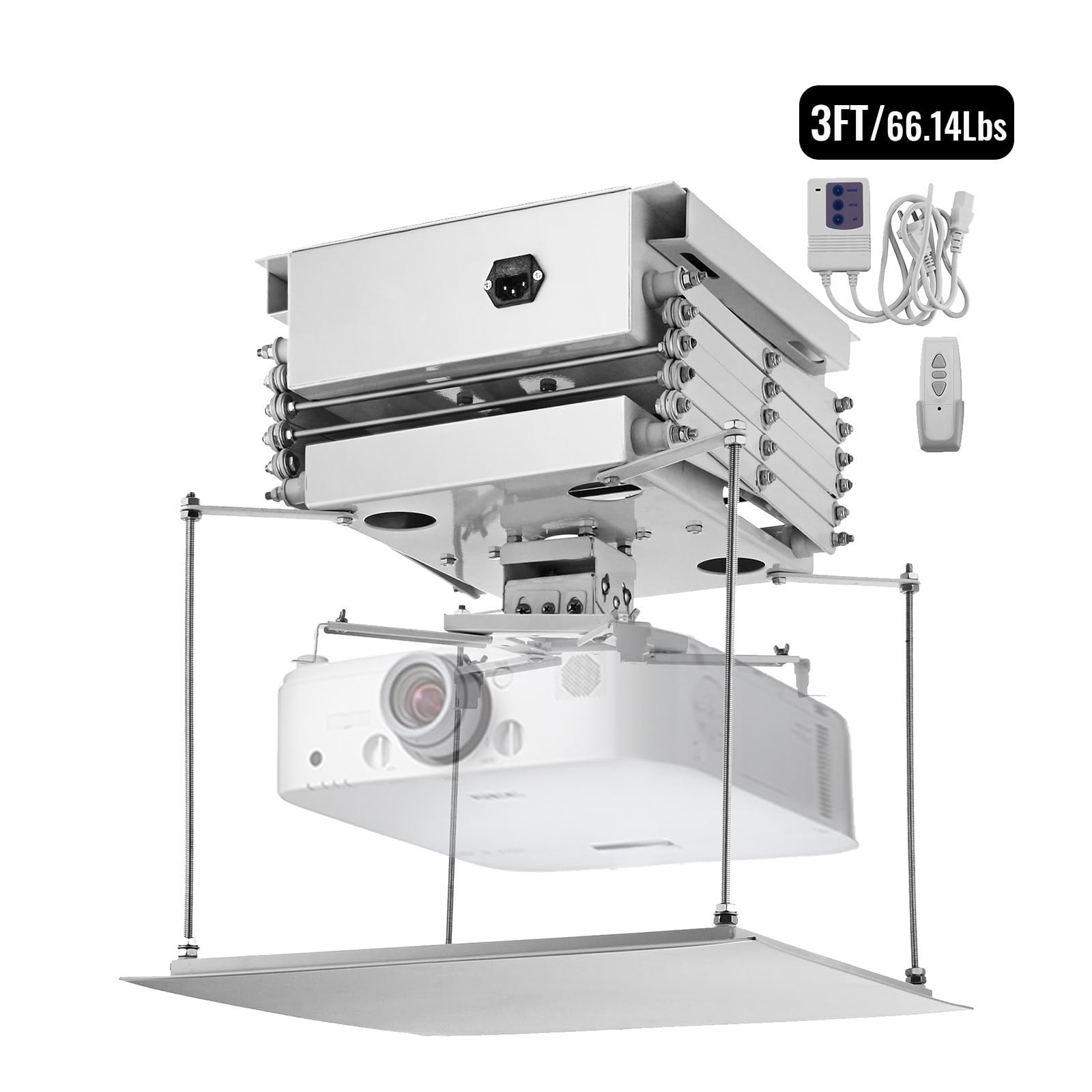 Accesorios de Soporte for proyector de 1M, Soporte de cizalla, Carga máxima de 30KG, Soporte de elevación con Control Remoto, Montaje en Techo, Uso for Salas de Cine