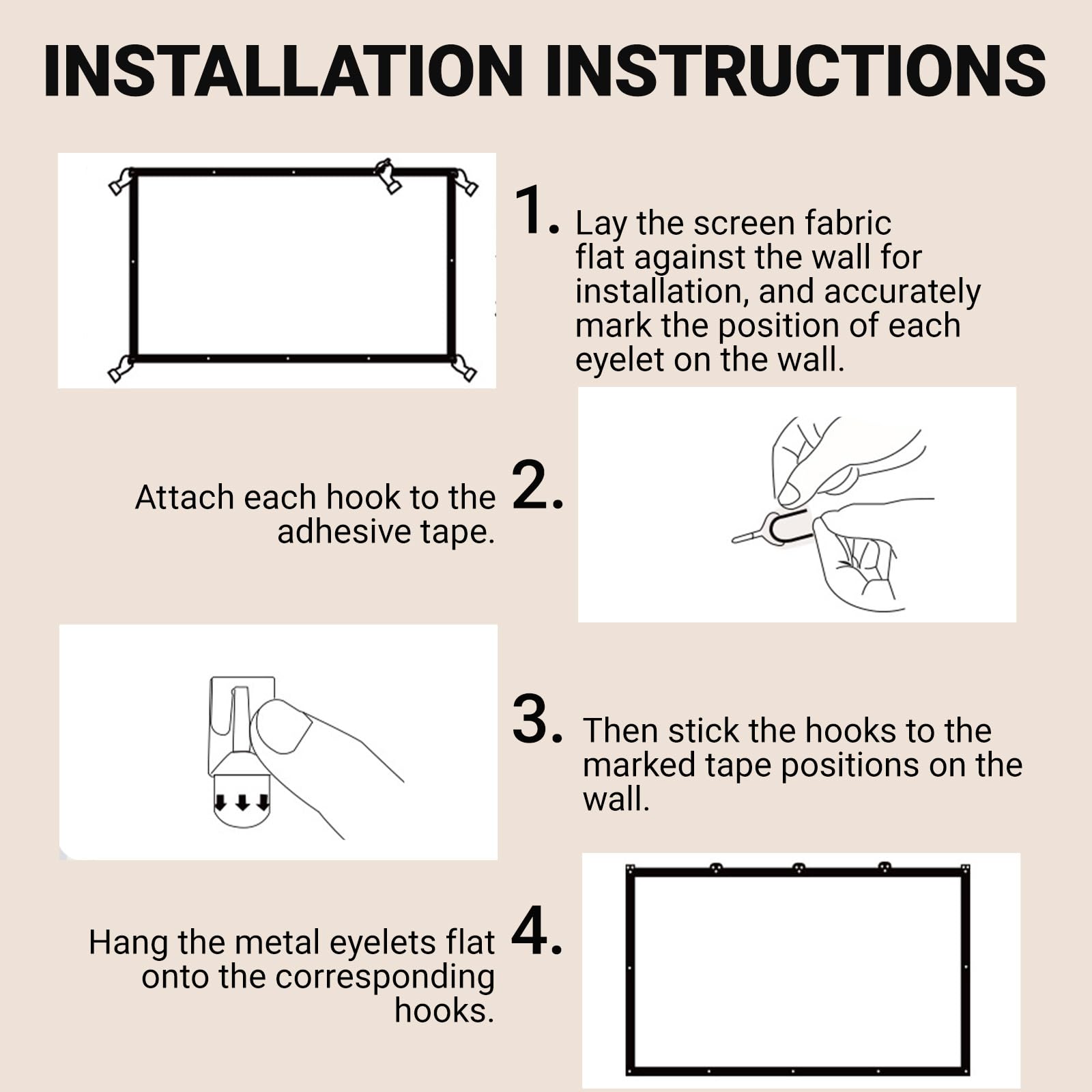 Écran de projecteur 100 pouces 16:9 HD 4K pour extérieur et intérieur - Écran de projection portable pliable et lavable pour home cinéma, bureau et camping