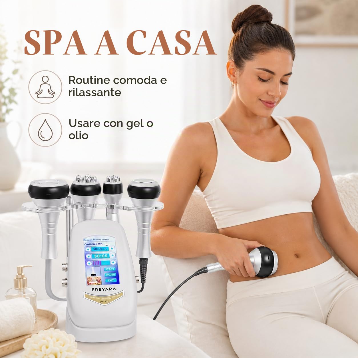 Freyara 4-in-1 40K Ultrasonic Radio Macchina Cavitazione Radiofrequenza Dispositivo Bellezza Corpo Viso Braccia Vita Pancia Gambe