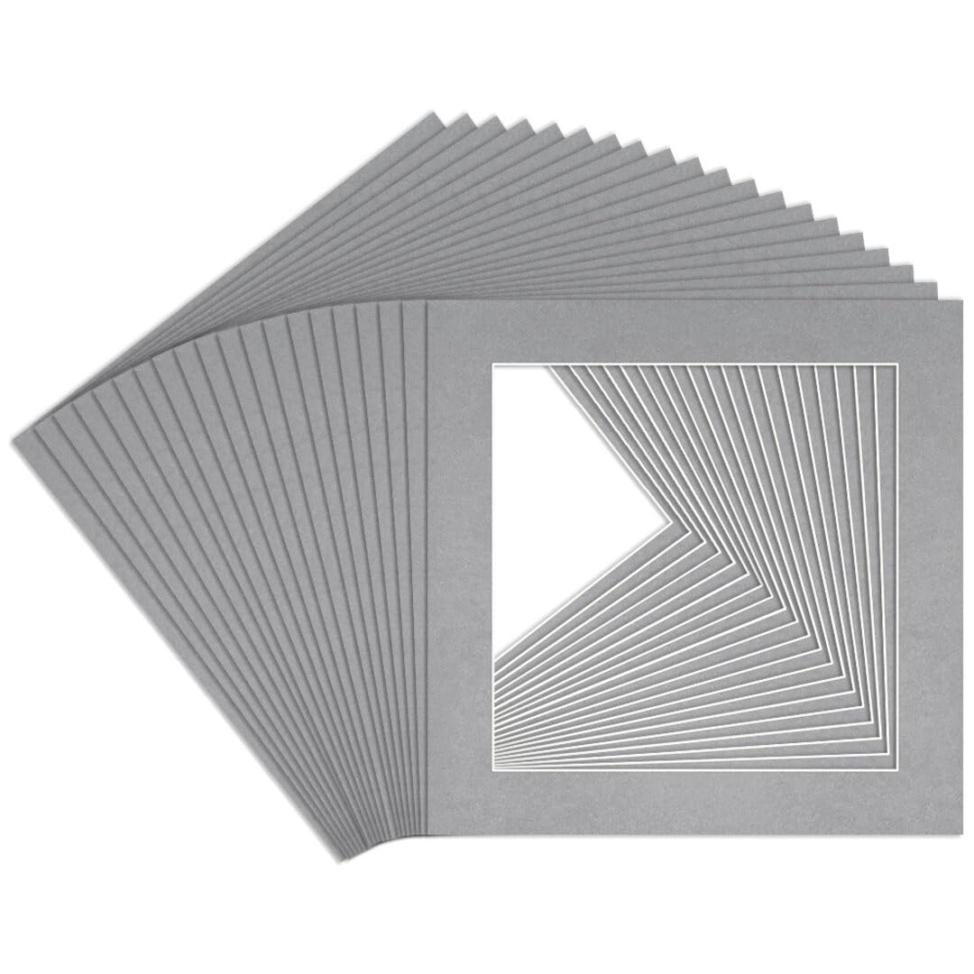 Procut Global 40x40cm Silver Picture Mounts to Fit 30x30cm Aperture - Precision Cut Cardboard Photo Mount - Ideal for Frames, Prints, Artwork & Certificates - Sizes & Colours Available - 20 Pack