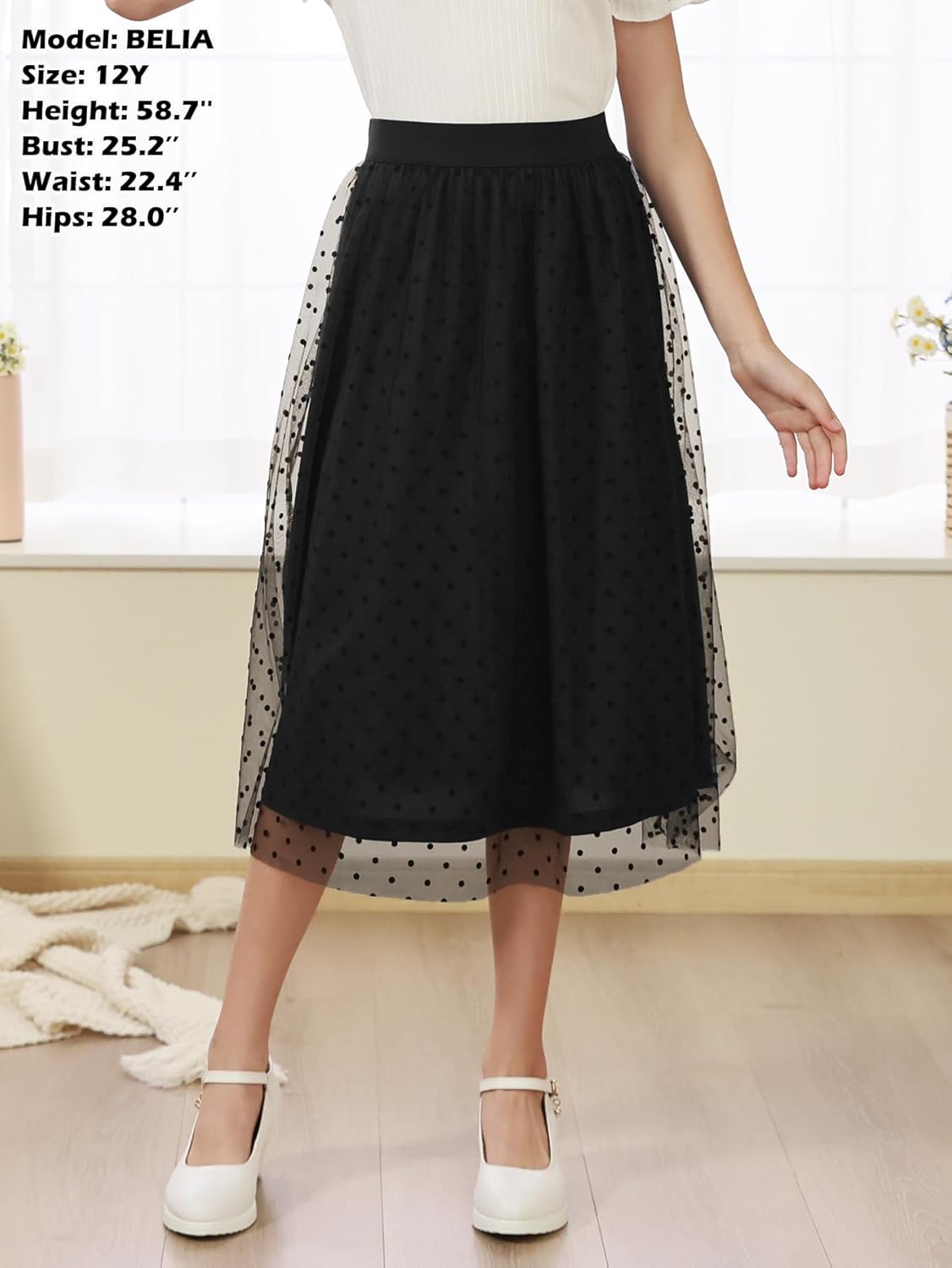 GORLYA Girls Tulle Elastic Waist Elegant A-Line Mesh Tutu Long Skirts for Special Occasions 6-16Years - Image 4