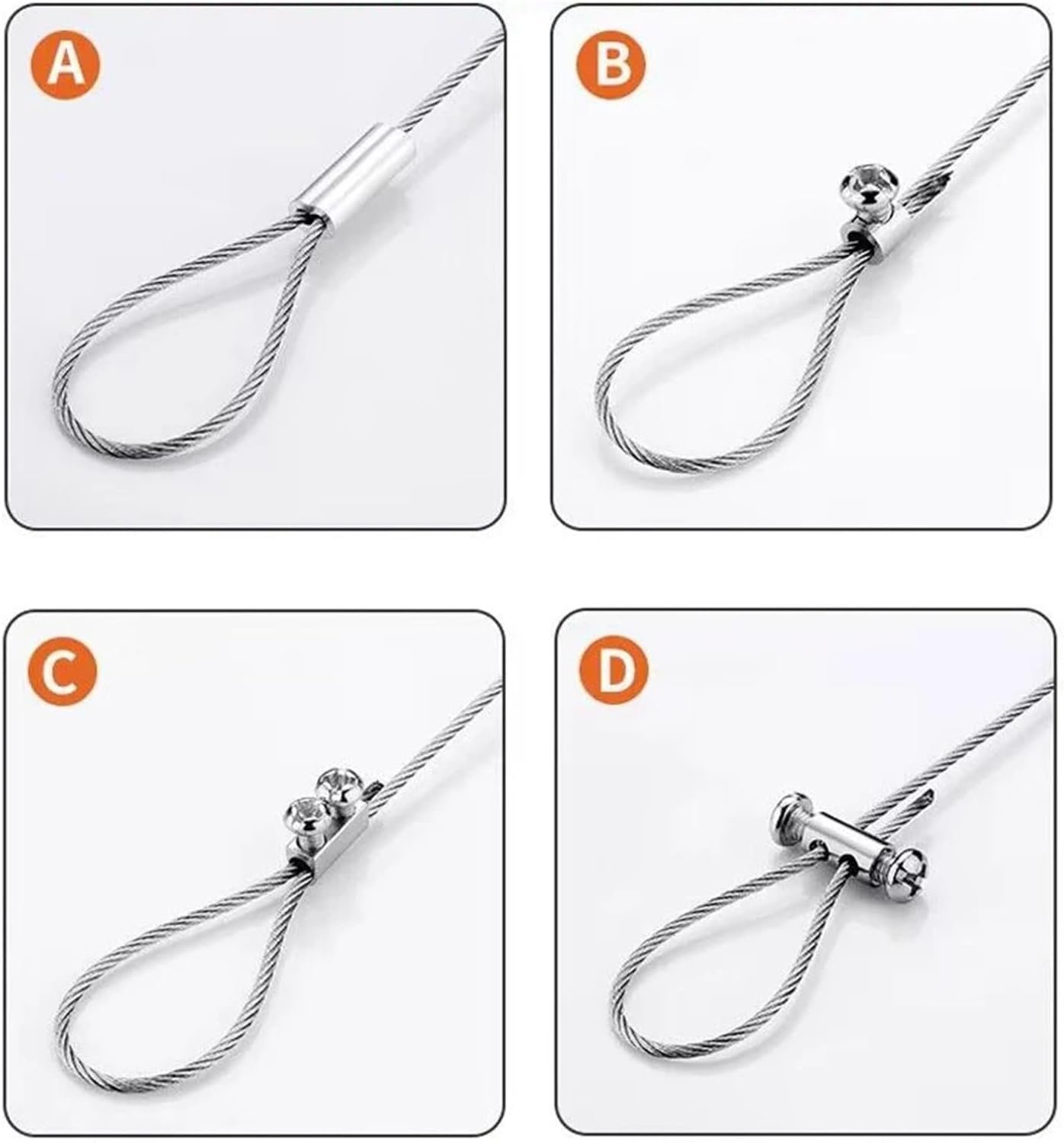 Stainless Steel Wire Rope Cable Clamp 10-120pcs Waterproof Metal Copper Fixed Clips Crimp Ring Sling Fastener Accessories(120pcs)