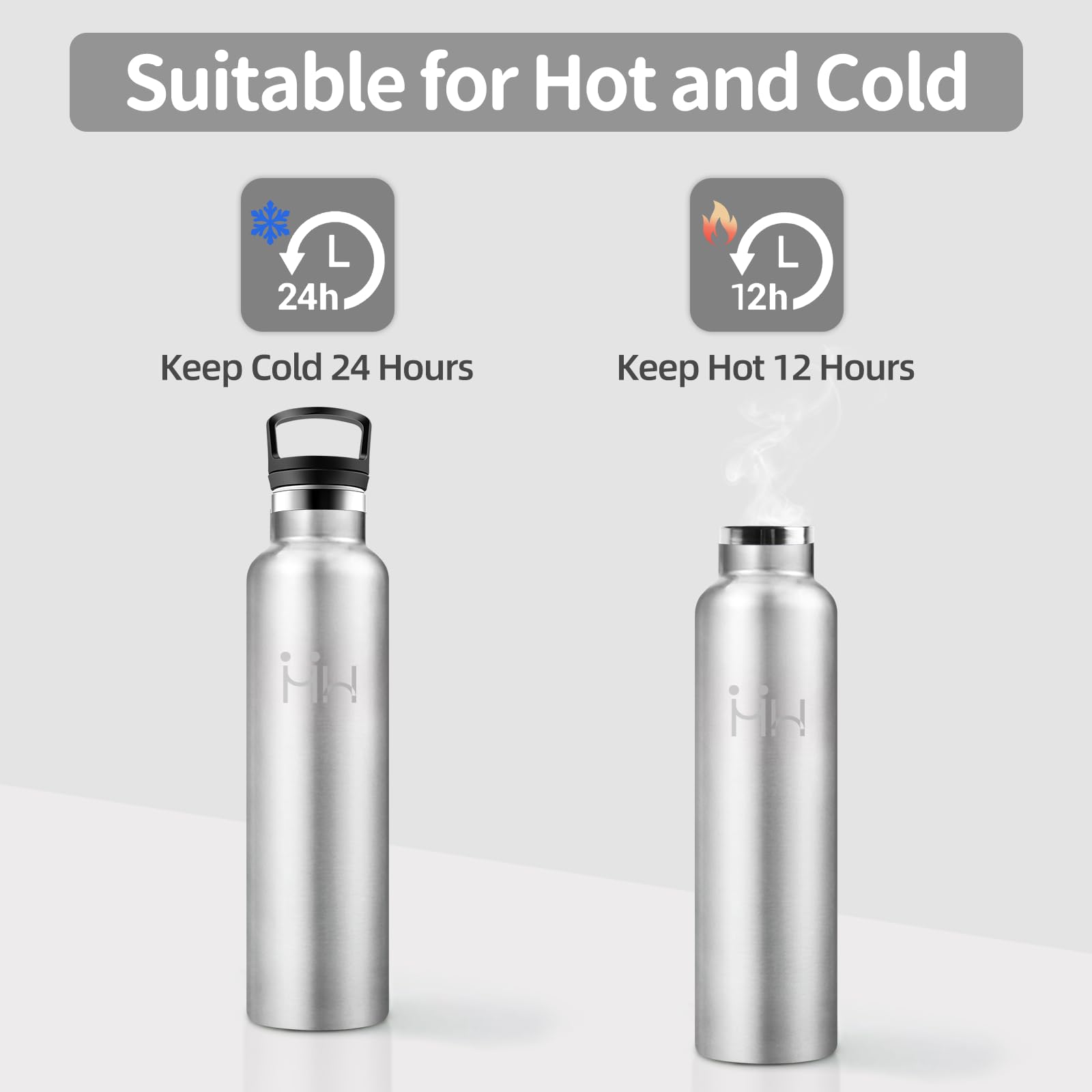 Borraccia Termica, 1000 ml Senza BPA, Borracce Termiche, 18/8 Acciaio Inossidabile, Borraccia Acciaio Inox, Bottiglia Acqua Con Cannuccia e 2 Coperchi, Borracce per Palestra - Acciaio inossidabile