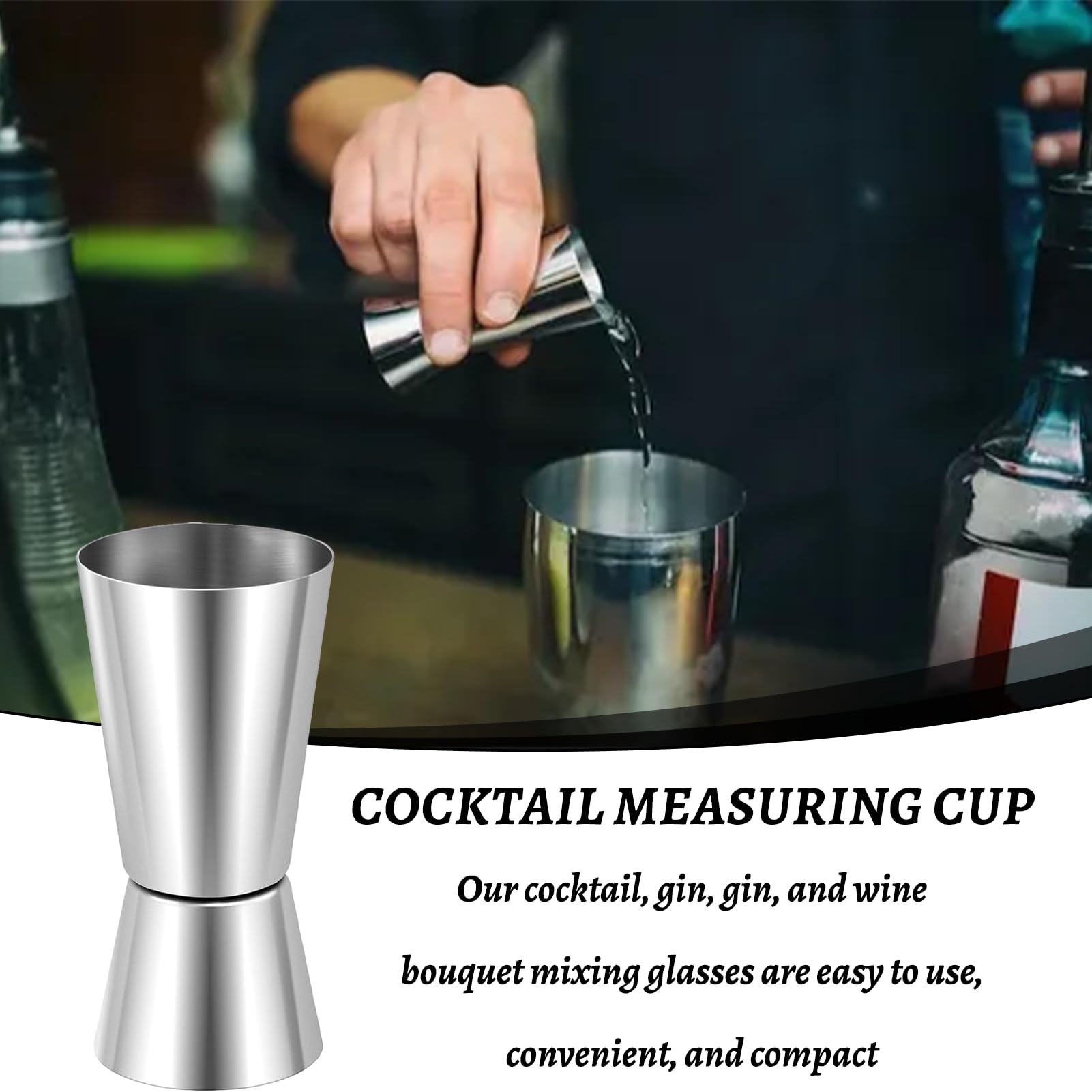 4 stuks cocktailmaatbekers, cocktailmaatbekerset, maatbeker voor bar, ounce maatbeker, cocktail jiggerbeker, transparante ounce dubbele geest maatbekerset, voor bar, party, cocktaildrankshaker