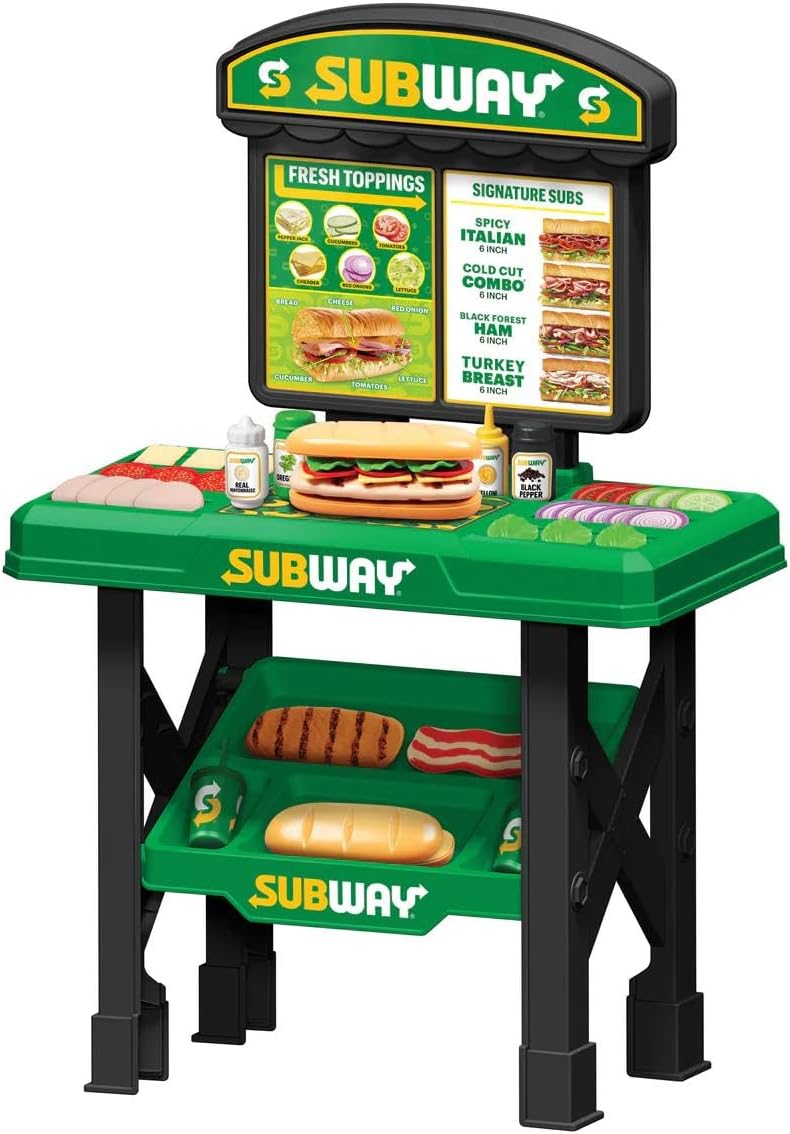 Subway Sandwich Artist 53‑Piece Playset — Licensed Subway Restaurant Kitchen Toy for Kids, Realistic Play Food and Money - Pretend Play Set for Kids