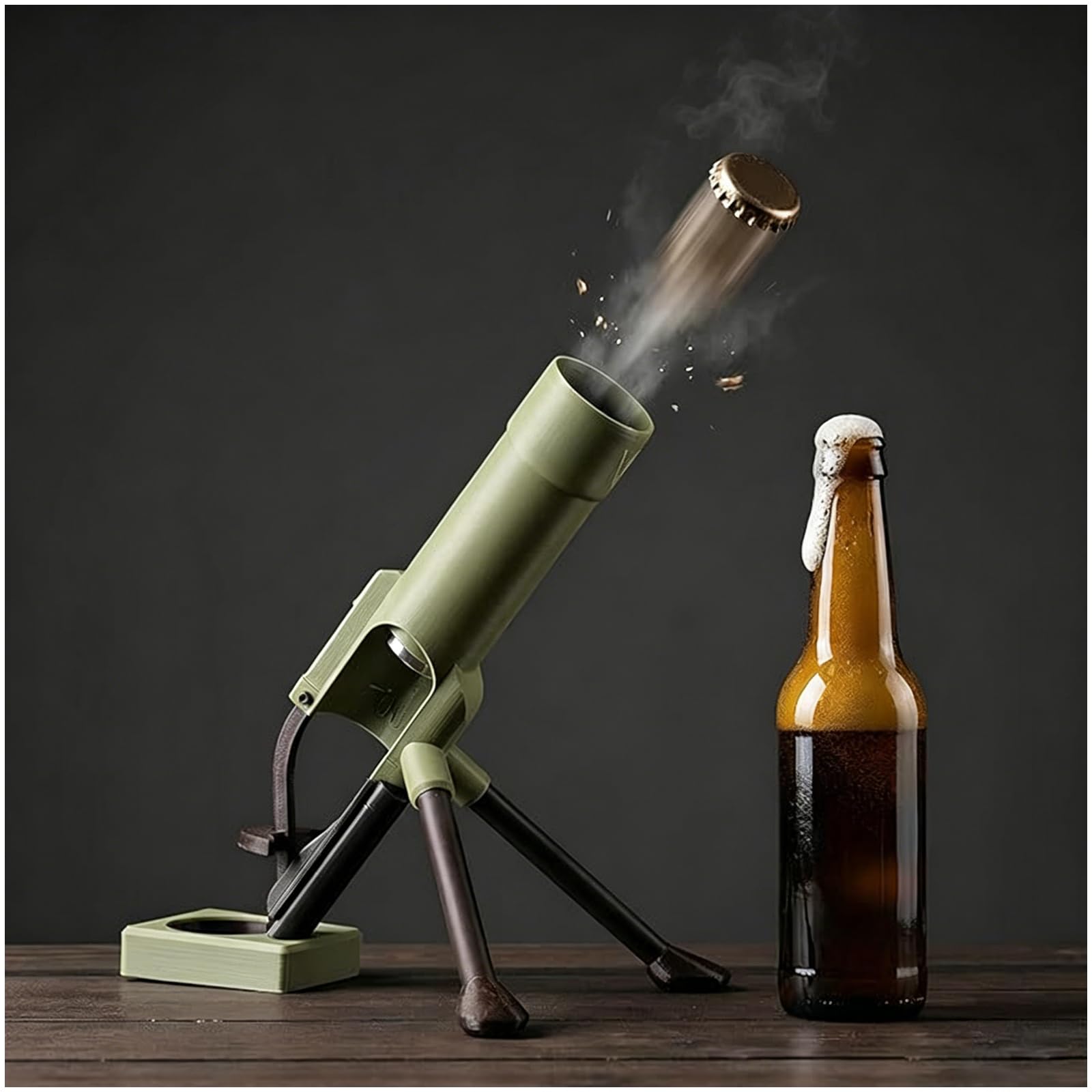 Decapsuleur Mortier, Mortier Bière avec Ressort, Mains Libres Et Effort Réduit, Pas Besoin D'appuyer, Décapsuleur De Bière pour La Maison, Les Bars Et Les Fêtes（vert）