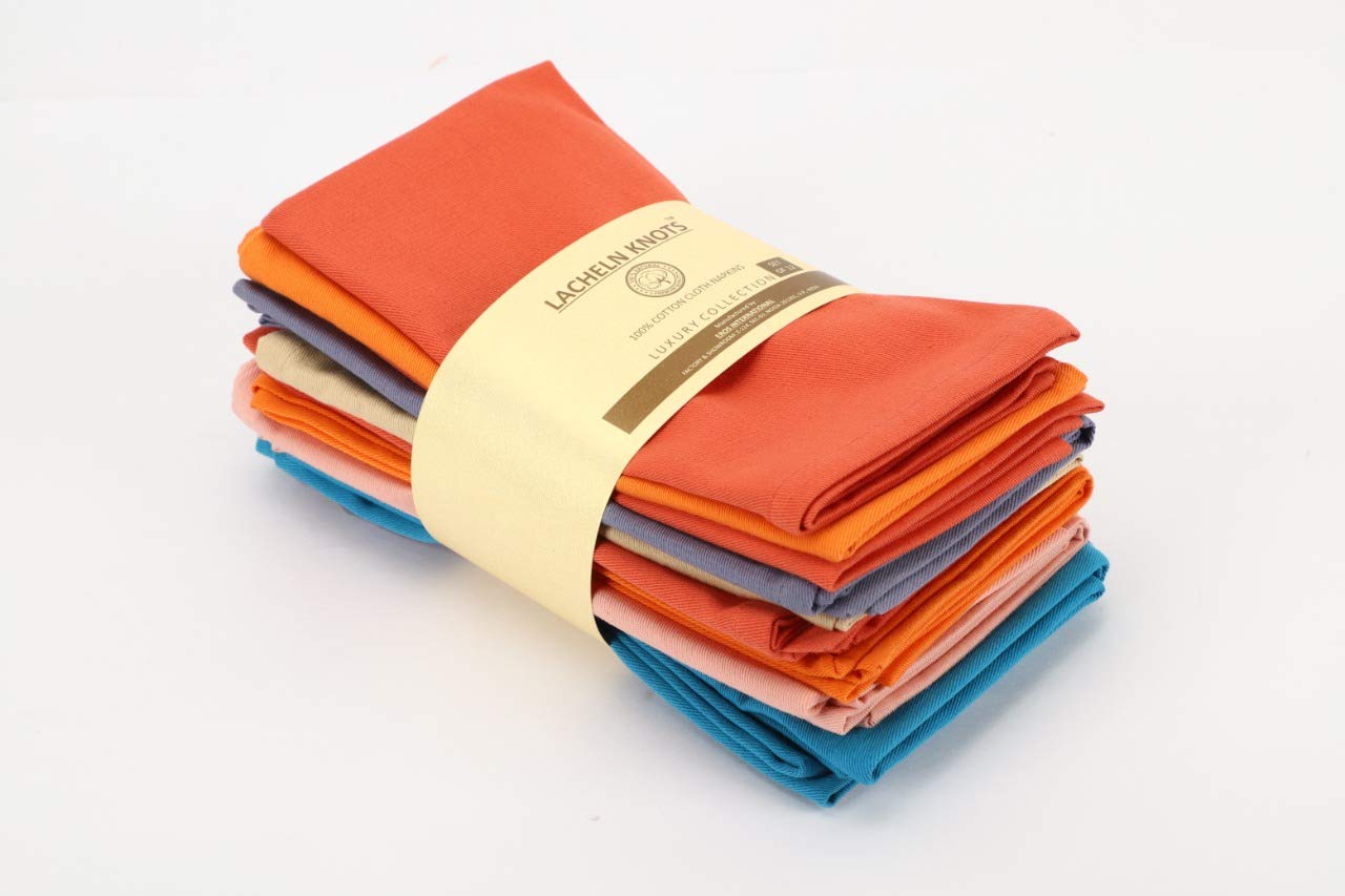 Lacheln Knots Cloth napkins set of 12 cotton | napkins cloth washable | Dinner napkins cloth | Cloth napkins bulk | Fall cloth napkins | Thanksgiving napkins cloth | Halloween cloth napkins |Reusable napkins | Linen napkins | Heavy weight 100% Cotton| Mitered corners 18 x 18 inch (Multicolor)