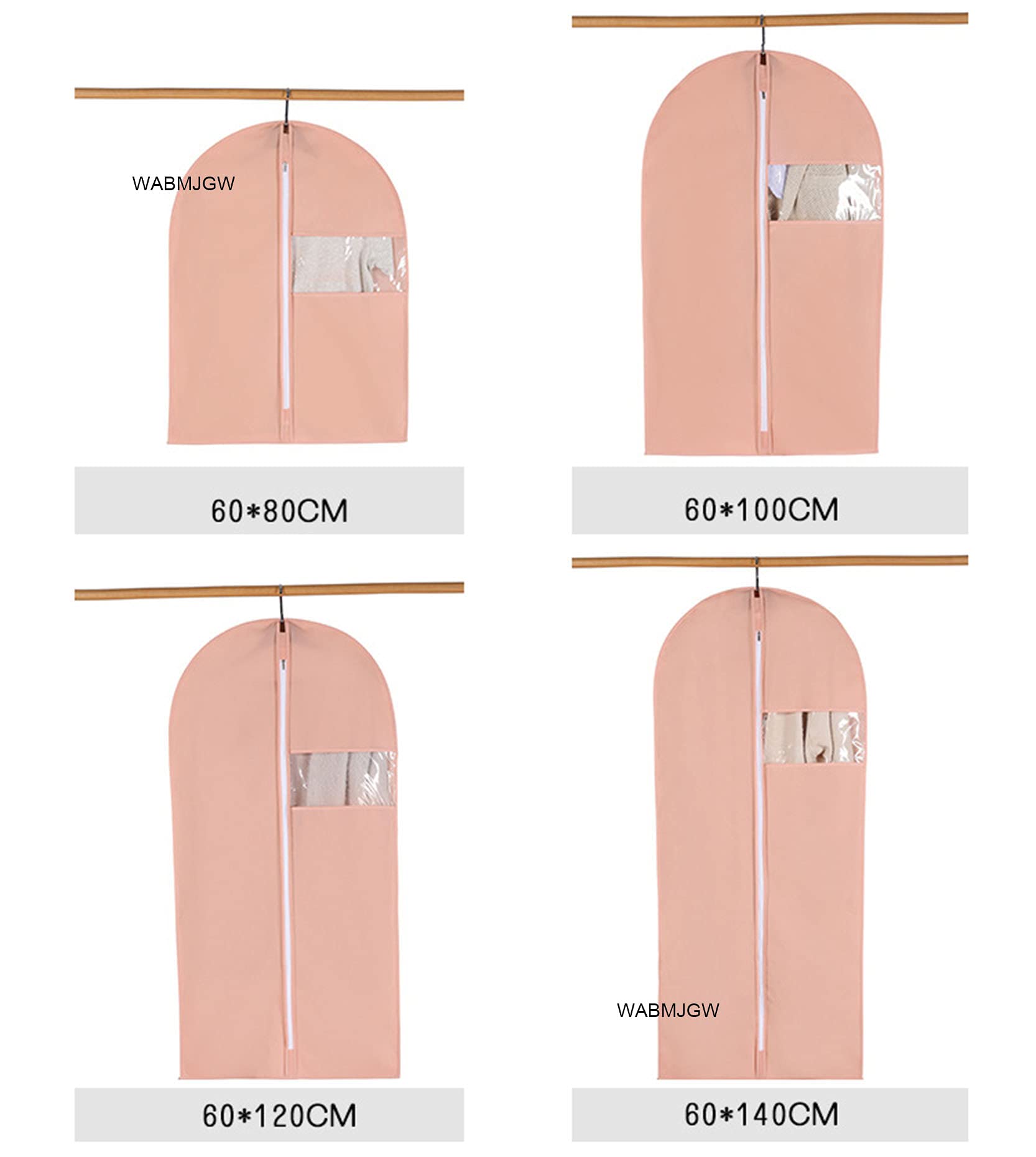 Bolsas para Ropa para Ropa, 6 Piezas Bolsa Protectora para Fundas de Ropa No Tejidas con Cremallera y Ventana Transparente, Bolsas para Fundas de Vestir a Prueba de Humedad para Traje, Abrigo, C