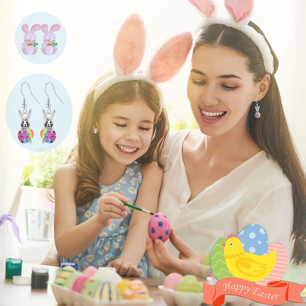 20 Pairs Valentine’s Day St Patrick's Day Easter Hypoallergenic Drop Stud Earrings Bulk for Girls Women Clover Shamrock Green Hat Easter Eggs Bunny Earrings Dangle Stud Earrings Set for Teen Girls Women - Image 4