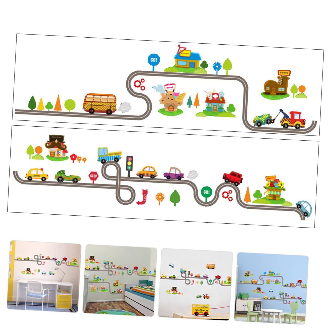Ciieeo 3 Set Di Adesivi Murali Per Camerette Dei Bambini Adesivi Murali Staccabili E Adesivi Per Tema Trenino Per Auto 2 Fogli * 3