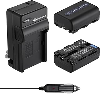 Powerextra 2 Pack Replacement Sony NP-FM50 Battery and Travel Charger Compatible with Sony NP-FM30 NP-FM51 NP-QM50 NP-QM51 NP-FM55H Battery and Sony M Type NP-FM50 Equivalent Camcorder/Camera