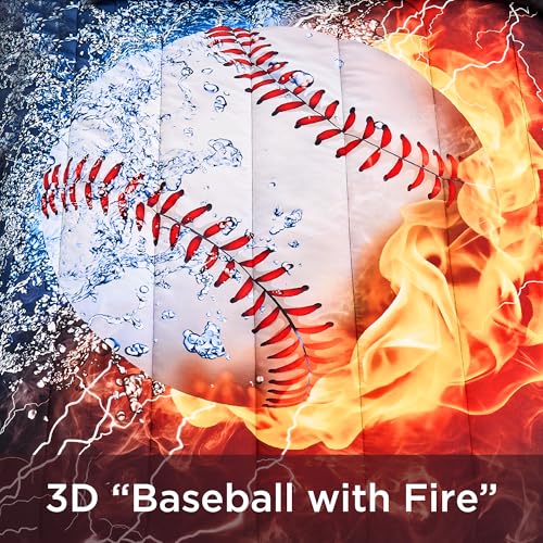 Image of Andency 3D Baseball Comforter Full (79x90 Inch), 3 Pieces(1 Baseball Comforter, 2 Pillowcases) Polyester Sport Bedding Set for Boys Kids Teens