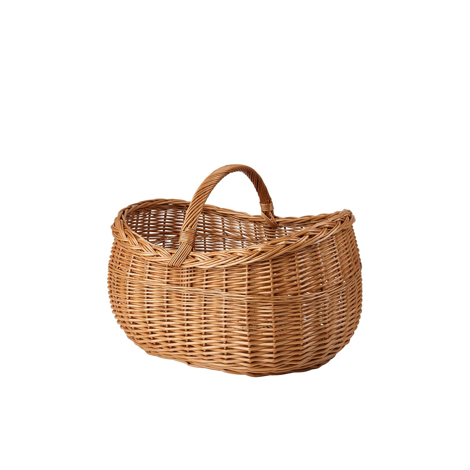 e-wicker24 Duży kosz kominkowy z wikliny w naturalnym kolorze, wiklinowy kosz na drewno kominkowe