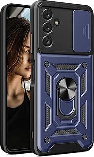 Samsung Galaxy A24 4G Case Cover with Camera Sliding Cover Built-in 360 Rotating Ring Holder Kickstand Shockproof Cell Phone Case for Samsung galaxy A24 4G / Samsung A24 4G (Samsung A24 4G) (blue)