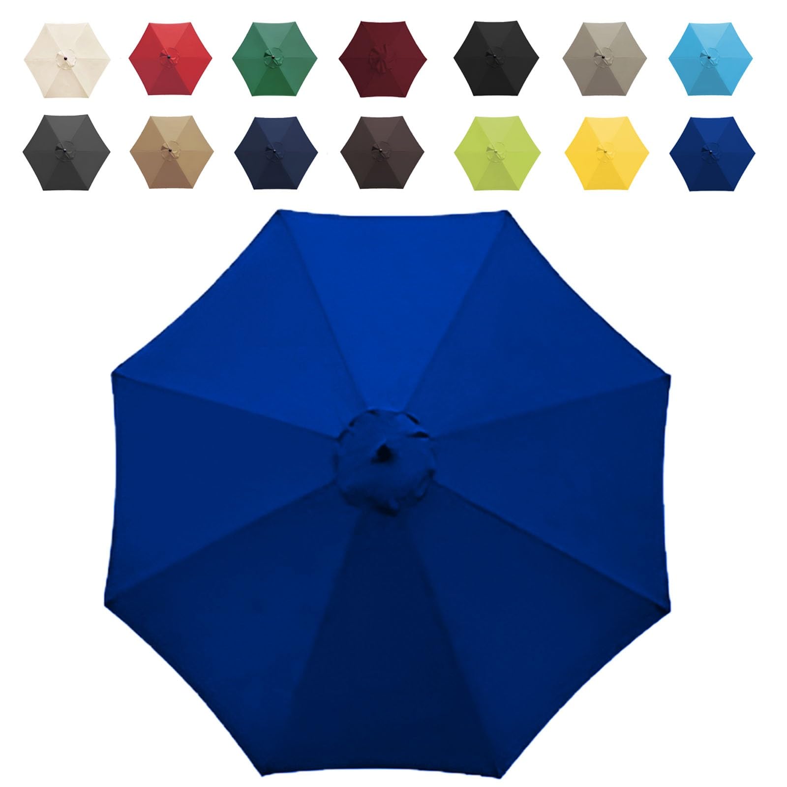 GZDXBF Replacement Fabric Garden Parasol Canopy Cover For 200cm/270cm/300cm +6 Arms/8 Arms Parasol, Premium Quality Patio Umbrella Replacement(Color:Royal blue,Size:6 ribs-2m(6.5ft))