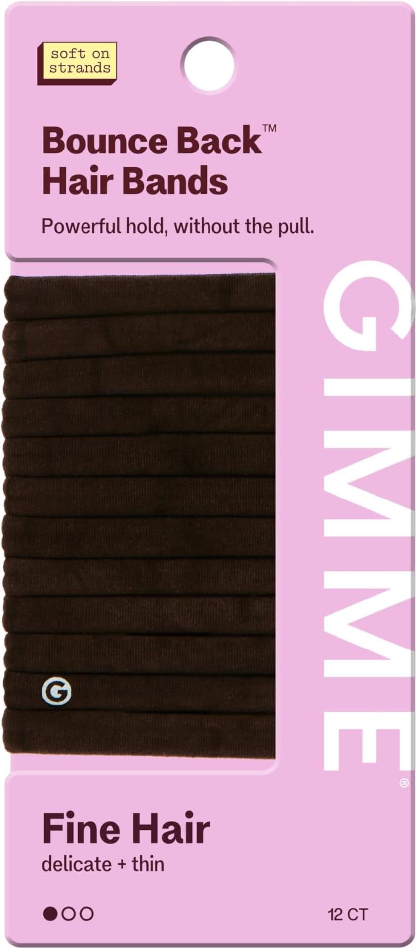 Beauty Fine Hair Elastic Bands - Slim-Fit Elastic Ties for Fine, Brittle, or Bleached Hair - No-Dent, Gentle-Grip Ponytail Holders for All-Day Comfort - 12 Pack, Dark Brown