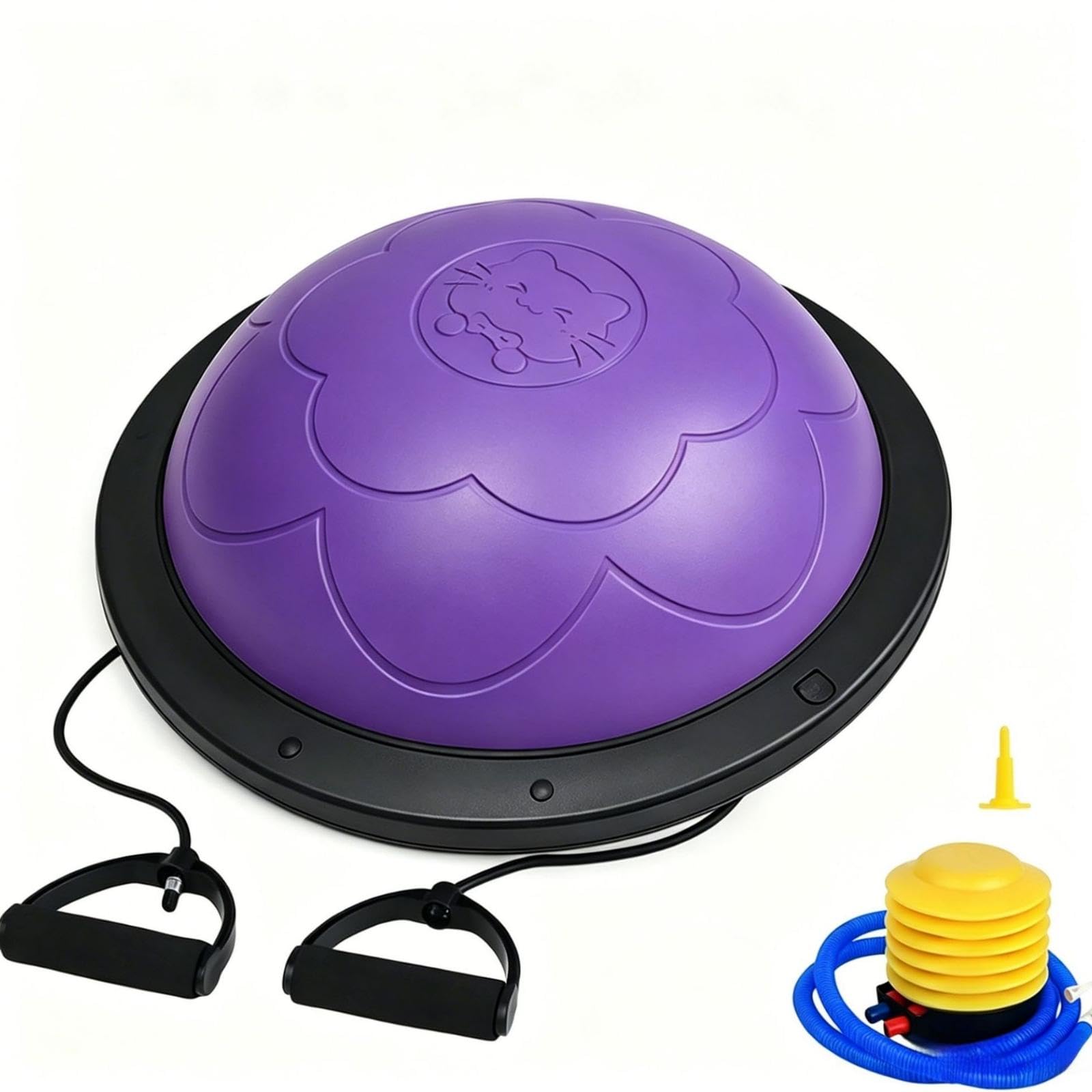 Half Exercise Ball with Resistance Bands Textured Half-Dome Balance Ball Anti-Slip for Fitness Enthusiasts, Beginners, Living Room Purple-image-1