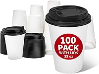 Vista 8 de RACETOP Paquete de 50 tazas de café de papel desechables de 16 onzas con tapas y mangas, vasos de papel desechables blancos, tazas calientes