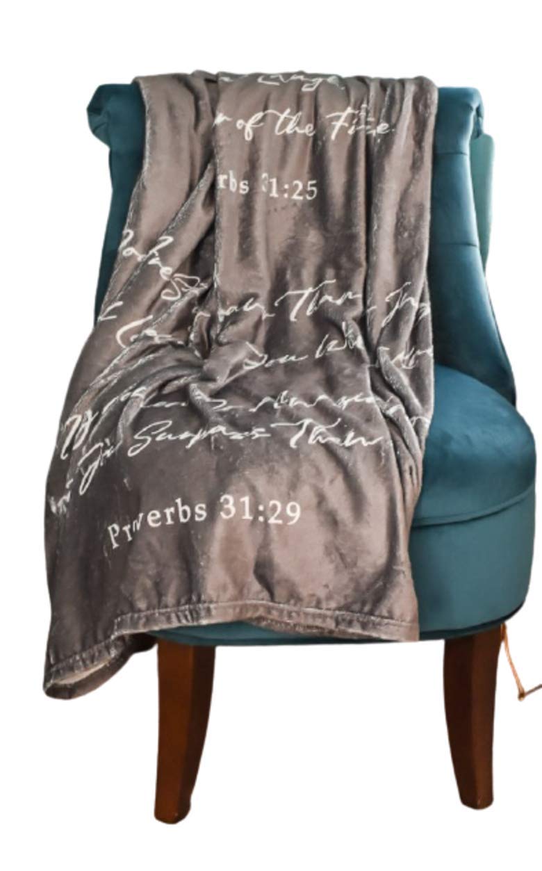 Double CreekProverbs 31 Woman Lightweight Scripture Throw Blanket Inspirational Verses, Comfort Blanket 50"x 60" Gift for Women