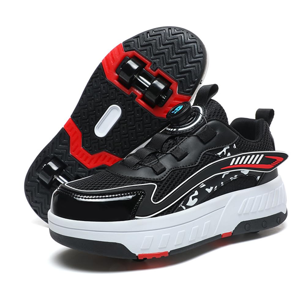 Patins à roulettes Enfants 2 en 1 Chaussures de Skateboard avec 4 Roulettes Amovibles Garçons Filles