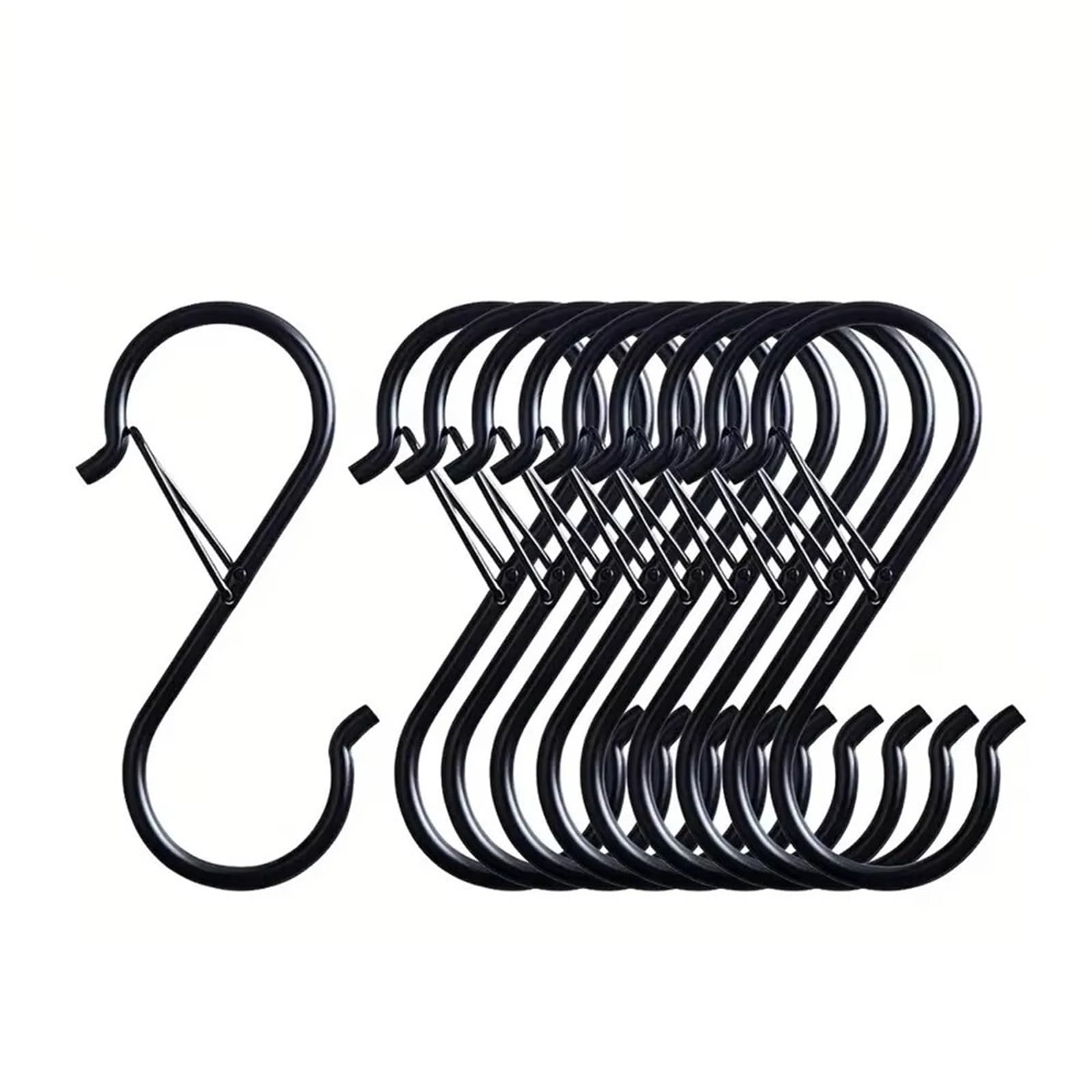 Anti Falling Spring Stainless Steel S-hook Non Drilling Multifunctional Hanger For Wardrobes Kitchens Bathrooms Curtains(10pcs)
