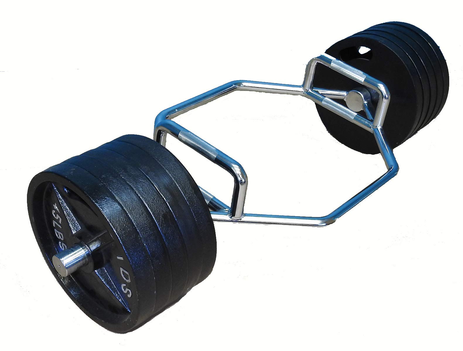 Mega Olympic Shrug Bar with Two 32 mm dia Handles with 11.5 Inch Sleeves & Collars designed to hold heavy weights in place.
