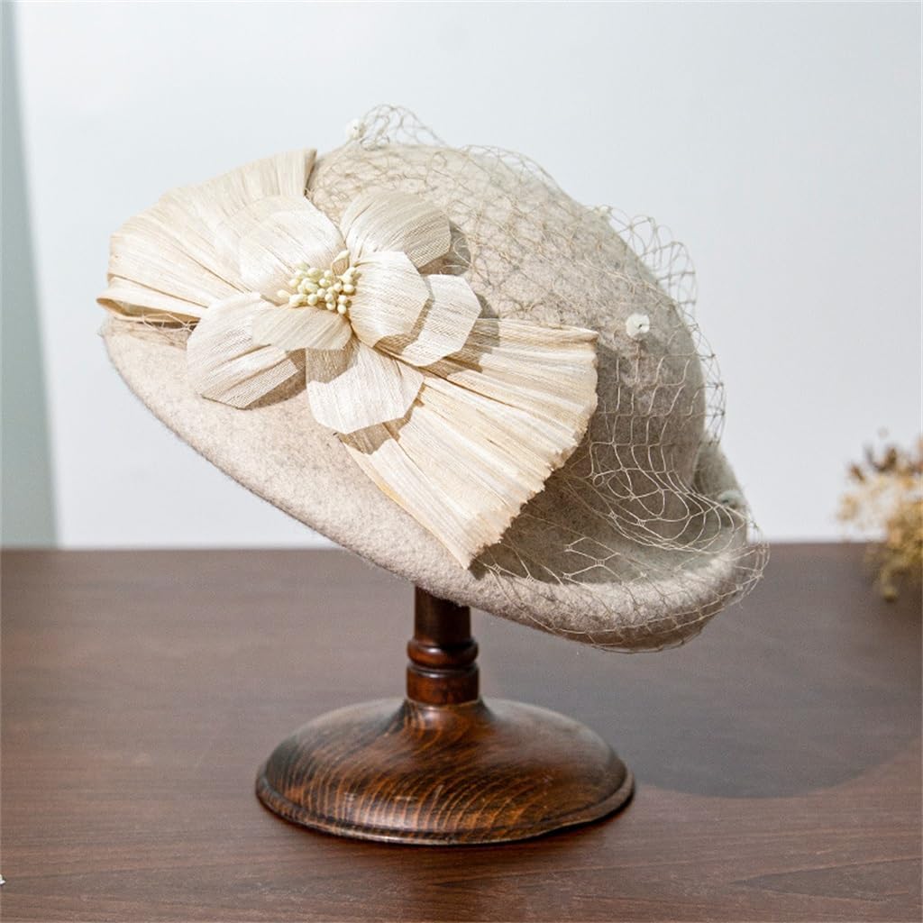 Vine Mesh French Top Hat Photography Headdress Woman Hepburn Beret Painter Felt(E)