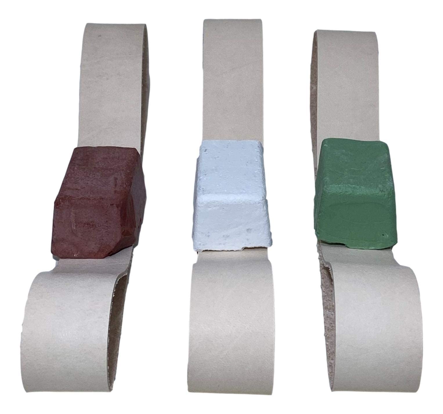 3 sztuki 2,5 cm x 45,7 cm skórzane paski z zielonymi, białymi i brązowymi związkami