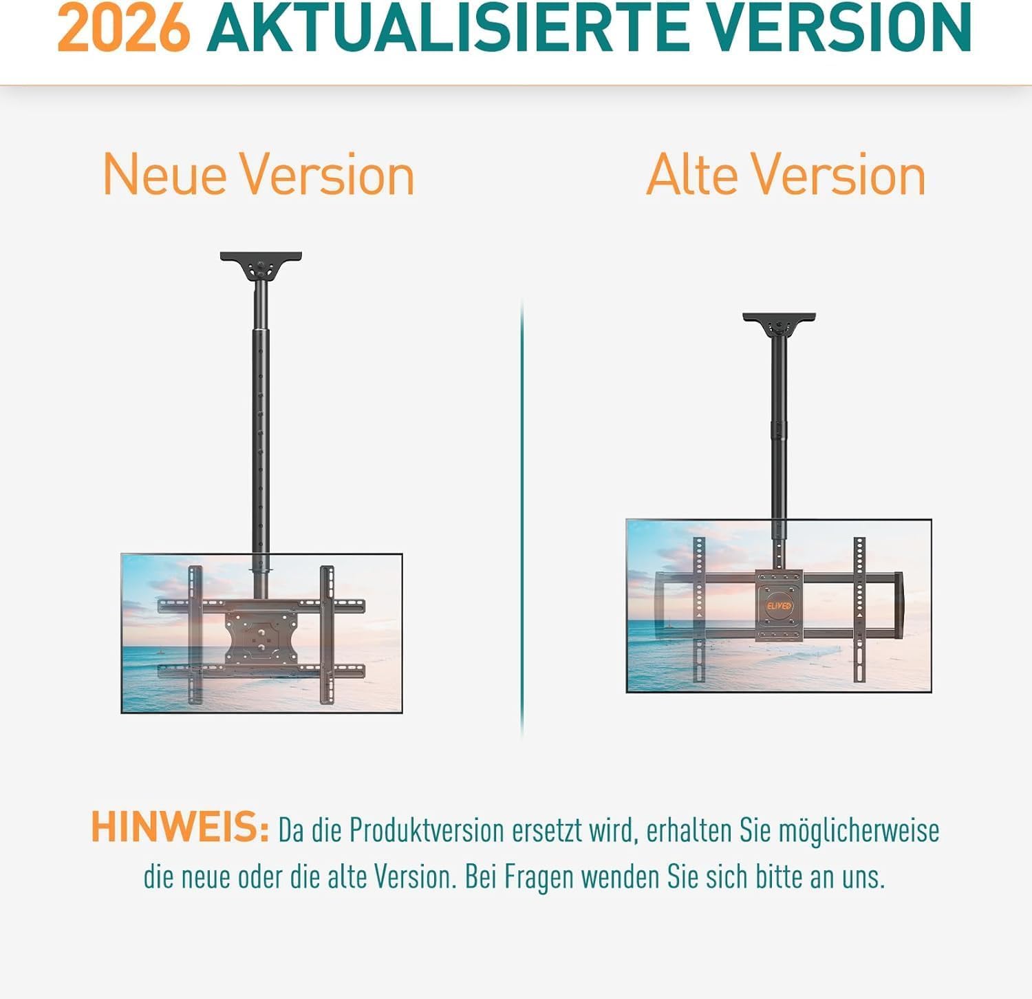 Höhenverstellbare Decken TV Halterung für Flachdach oder Schrägdach EV3016