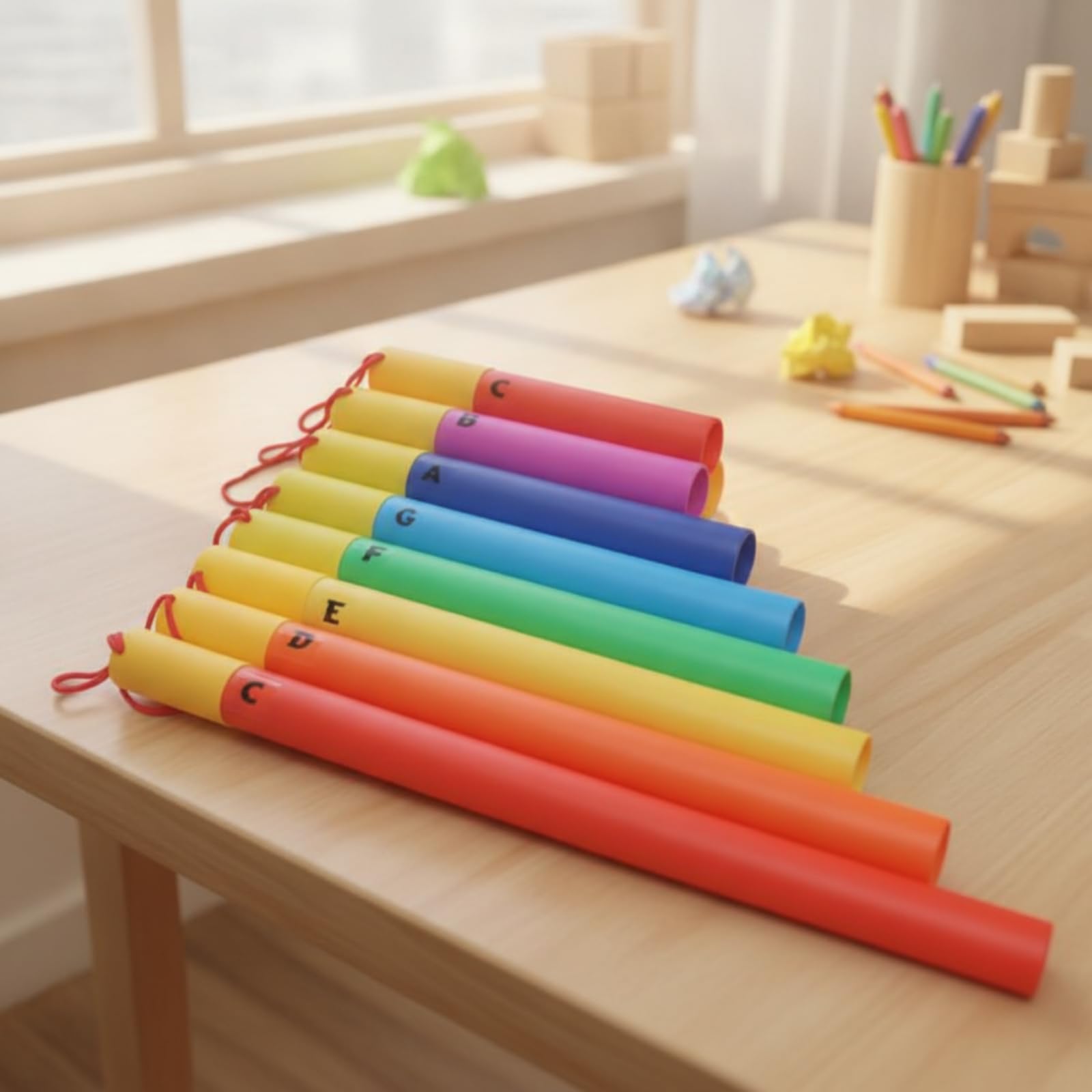 MagiDeal Tubo Percussione Bambini Kit Educazione , Strumento A Percussione Orff, Set Di 8 Tubi Sonori Con Cordino, Ideale Per L Educazione Musicale Nella Scuola Dell Infanzia