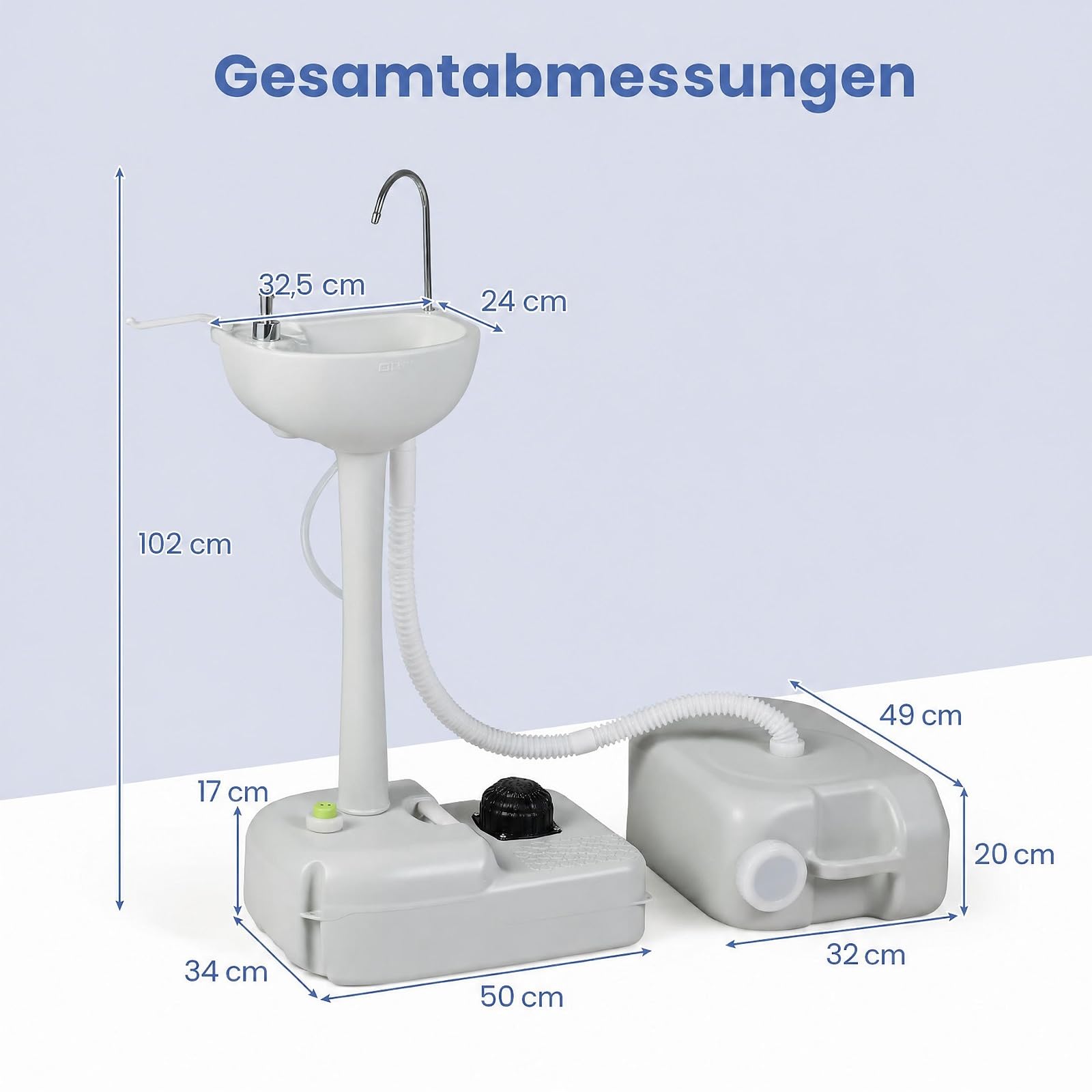 COSTWAY Camping Waschbecken, Handwaschbecken mit Wassertank & Abwassertank