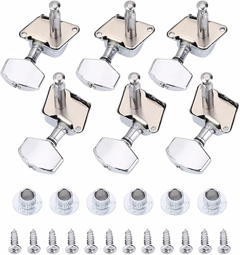 Juego de 6 clavijas de afinación para guitarra plateada, semicerradas, cabezales de máquina 3L3R, con tornillos, clavijas de afinación de guitarra