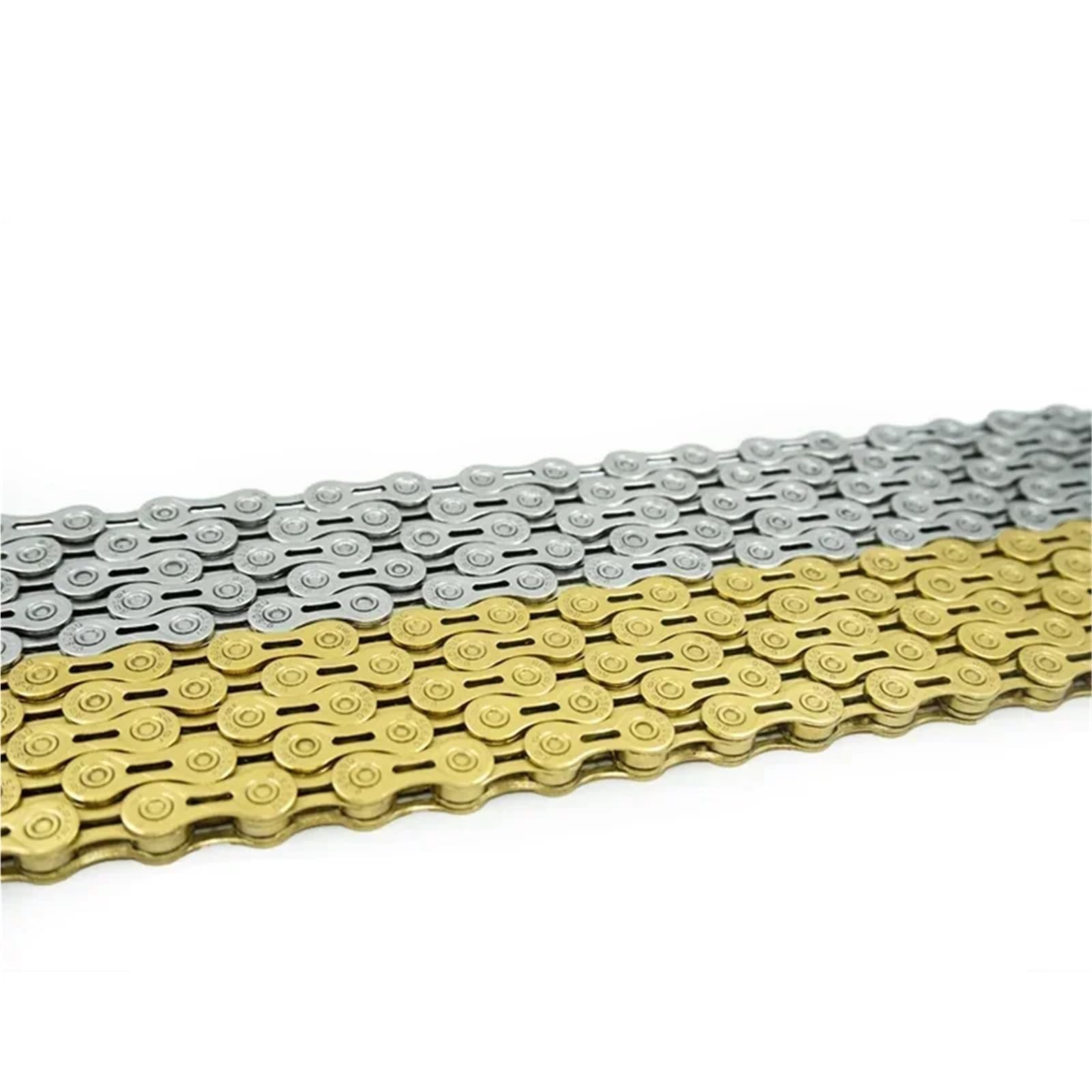 Fahrradkette 6-, 7-, 8-, 9-, 10- und 11-fach, titanbeschichtet, gold- und silberfarben, for Mountainbikes und Rennräder, Teil 1, 16 Glieder(11Speed TI-Gold Set)